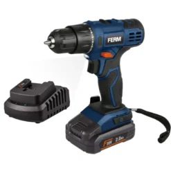 FERM boremaskine 20 volt - med 2,0 Ah batteri + lader