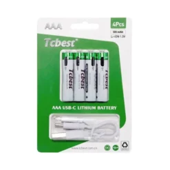 Genopladelige AAA batterier LR03 - Lithium m. USB-C