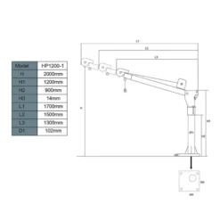 Ladkran elektrisk 1000 kg - 12 volt