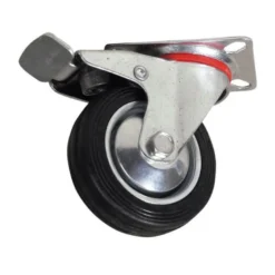 Transporthjul ø 75 mm hård gummi m/lås og drejefod