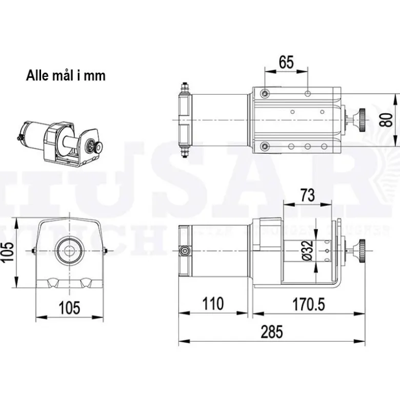 Trækspil 12 volt - 900 kg